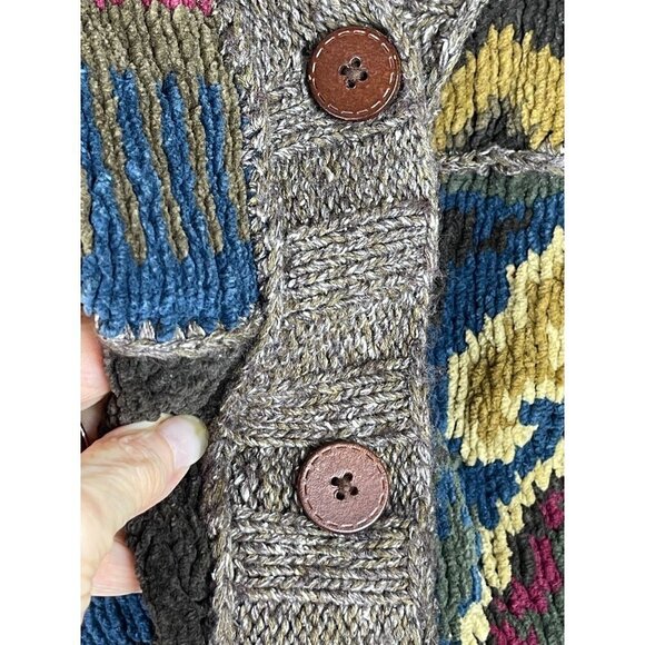 GAP womens HAND KNIT chunky cardigan cotton silk wool - Picture 4 of 5